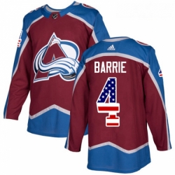 Youth Adidas Colorado Avalanche 4 Tyson Barrie Authentic Burgundy Red USA Flag Fashion NHL Jersey 