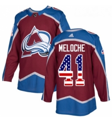Youth Adidas Colorado Avalanche 41 Nicolas Meloche Authentic Burgundy Red USA Flag Fashion NHL Jersey 