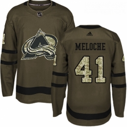 Youth Adidas Colorado Avalanche 41 Nicolas Meloche Authentic Green Salute to Service NHL Jersey 