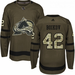 Youth Adidas Colorado Avalanche 42 Sergei Boikov Premier Green Salute to Service NHL Jersey 