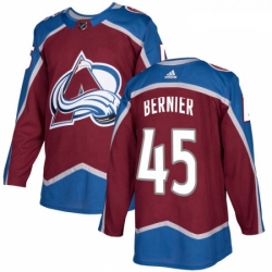 Youth Adidas Colorado Avalanche 45 Jonathan Bernier Authentic Burgundy Red Home NHL Jersey 
