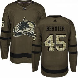 Youth Adidas Colorado Avalanche 45 Jonathan Bernier Authentic Green Salute to Service NHL Jersey 