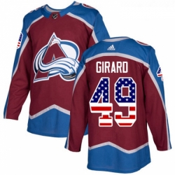 Youth Adidas Colorado Avalanche 49 Samuel Girard Authentic Burgundy Red USA Flag Fashion NHL Jersey 