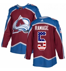 Youth Adidas Colorado Avalanche 5 Rob Ramage Authentic Burgundy Red USA Flag Fashion NHL Jersey 
