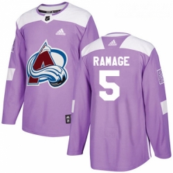 Youth Adidas Colorado Avalanche 5 Rob Ramage Authentic Purple Fights Cancer Practice NHL Jersey 