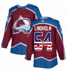 Youth Adidas Colorado Avalanche 54 Anton Lindholm Authentic Burgundy Red USA Flag Fashion NHL Jersey 