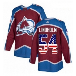 Youth Adidas Colorado Avalanche 54 Anton Lindholm Authentic Burgundy Red USA Flag Fashion NHL Jersey 