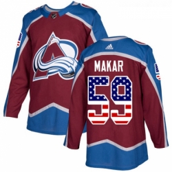 Youth Adidas Colorado Avalanche 59 Cale Makar Authentic Burgundy Red USA Flag Fashion NHL Jersey 