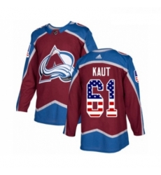 Youth Adidas Colorado Avalanche 61 Martin Kaut Authentic Burgundy Red USA Flag Fashion NHL Jersey 