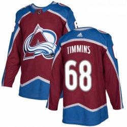 Youth Adidas Colorado Avalanche 68 Conor Timmins Authentic Burgundy Red Home NHL Jersey 