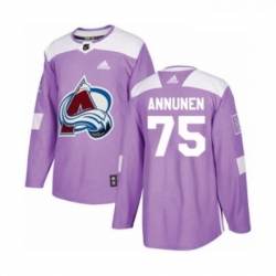 Youth Adidas Colorado Avalanche 75 Justus Annunen Authentic Purple Fights Cancer Practice NHL Jersey 