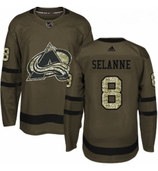 Youth Adidas Colorado Avalanche 8 Teemu Selanne Authentic Green Salute to Service NHL Jersey 