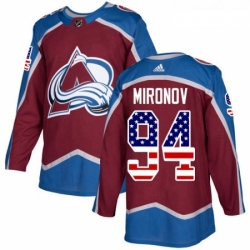 Youth Adidas Colorado Avalanche 94 Andrei Mironov Authentic Burgundy Red USA Flag Fashion NHL Jersey 