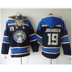 Columbus Blue Jackets #19 Ryan Johansen Navy Blue Sawyer Hooded Sweatshirt Stitched NHL Jersey