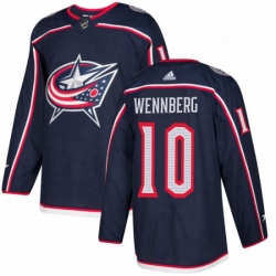 Mens Adidas Columbus Blue Jackets 10 Alexander Wennberg Authentic Navy Blue Home NHL Jersey 