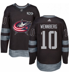 Mens Adidas Columbus Blue Jackets 10 Alexander Wennberg Premier Black 1917 2017 100th Anniversary NHL Jersey 