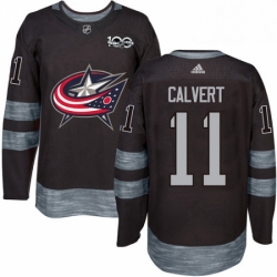 Mens Adidas Columbus Blue Jackets 11 Matt Calvert Authentic Black 1917 2017 100th Anniversary NHL Jersey 