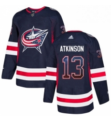 Mens Adidas Columbus Blue Jackets 13 Cam Atkinson Authentic Navy Blue Drift Fashion NHL Jersey 