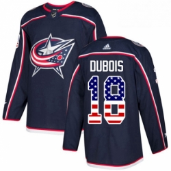 Mens Adidas Columbus Blue Jackets 18 Pierre Luc Dubois Authentic Navy Blue USA Flag Fashion NHL Jersey 