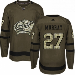 Mens Adidas Columbus Blue Jackets 27 Ryan Murray Authentic Green Salute to Service NHL Jersey 