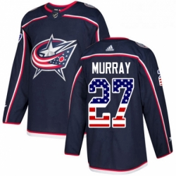 Mens Adidas Columbus Blue Jackets 27 Ryan Murray Authentic Navy Blue USA Flag Fashion NHL Jersey 