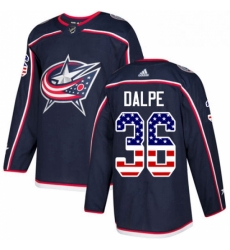 Mens Adidas Columbus Blue Jackets 36 Zac Dalpe Authentic Navy Blue USA Flag Fashion NHL Jersey 