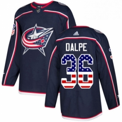 Mens Adidas Columbus Blue Jackets 36 Zac Dalpe Authentic Navy Blue USA Flag Fashion NHL Jersey 