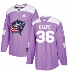 Mens Adidas Columbus Blue Jackets 36 Zac Dalpe Authentic Purple Fights Cancer Practice NHL Jersey 