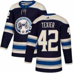 Mens Adidas Columbus Blue Jackets 42 Alexandre Texier Authentic Navy Blue Alternate NHL Jersey 