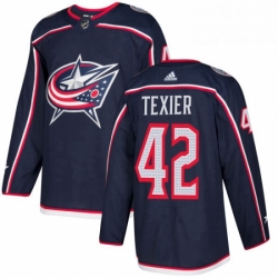 Mens Adidas Columbus Blue Jackets 42 Alexandre Texier Authentic Navy Blue Home NHL Jersey 