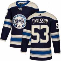 Mens Adidas Columbus Blue Jackets 53 Gabriel Carlsson Authentic Navy Blue Alternate NHL Jersey 