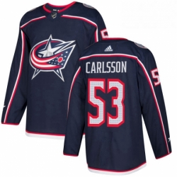 Mens Adidas Columbus Blue Jackets 53 Gabriel Carlsson Authentic Navy Blue Home NHL Jersey 