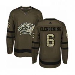 Mens Adidas Columbus Blue Jackets 6 Adam Clendening Authentic Green Salute to Service NHL Jersey 