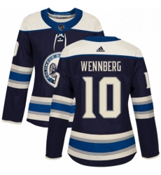 Womens Adidas Columbus Blue Jackets 10 Alexander Wennberg Authentic Navy Blue Alternate NHL Jersey 
