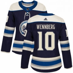 Womens Adidas Columbus Blue Jackets 10 Alexander Wennberg Authentic Navy Blue Alternate NHL Jersey 