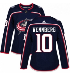 Womens Adidas Columbus Blue Jackets 10 Alexander Wennberg Authentic Navy Blue Home NHL Jersey 