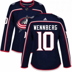 Womens Adidas Columbus Blue Jackets 10 Alexander Wennberg Authentic Navy Blue Home NHL Jersey 
