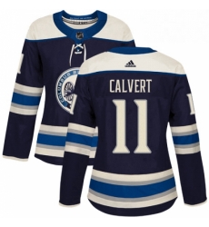 Womens Adidas Columbus Blue Jackets 11 Matt Calvert Authentic Navy Blue Alternate NHL Jersey 