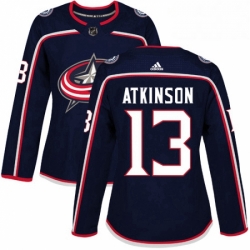 Womens Adidas Columbus Blue Jackets 13 Cam Atkinson Authentic Navy Blue Home NHL Jersey 