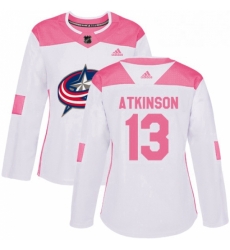 Womens Adidas Columbus Blue Jackets 13 Cam Atkinson Authentic WhitePink Fashion NHL Jersey 