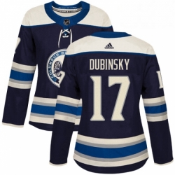 Womens Adidas Columbus Blue Jackets 17 Brandon Dubinsky Authentic Navy Blue Alternate NHL Jersey 
