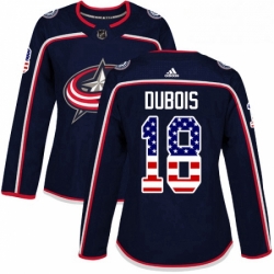 Womens Adidas Columbus Blue Jackets 18 Pierre Luc Dubois Authentic Navy Blue USA Flag Fashion NHL Jersey 