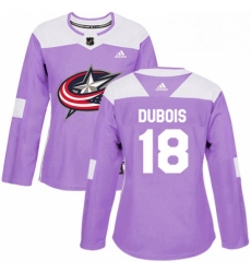 Womens Adidas Columbus Blue Jackets 18 Pierre Luc Dubois Authentic Purple Fights Cancer Practice NHL Jersey 
