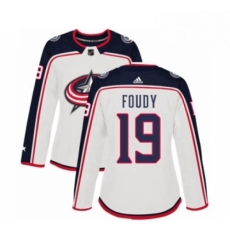 Womens Adidas Columbus Blue Jackets 19 Liam Foudy Authentic White Away NHL Jersey 