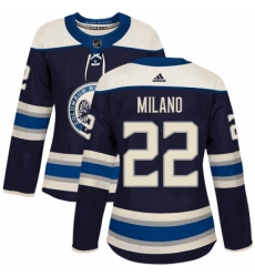 Womens Adidas Columbus Blue Jackets 22 Sonny Milano Authentic Navy Blue Alternate NHL Jersey 