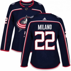 Womens Adidas Columbus Blue Jackets 22 Sonny Milano Authentic Navy Blue Home NHL Jersey 