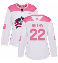 Womens Adidas Columbus Blue Jackets 22 Sonny Milano Authentic WhitePink Fashion NHL Jersey 
