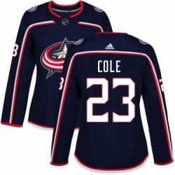 Womens Adidas Columbus Blue Jackets 23 Ian Cole Authentic Navy Blue Home NHL Jersey 