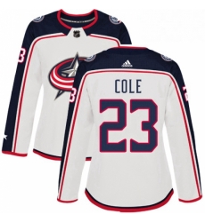 Womens Adidas Columbus Blue Jackets 23 Ian Cole Authentic White Away NHL Jersey 