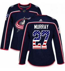 Womens Adidas Columbus Blue Jackets 27 Ryan Murray Authentic Navy Blue USA Flag Fashion NHL Jersey 